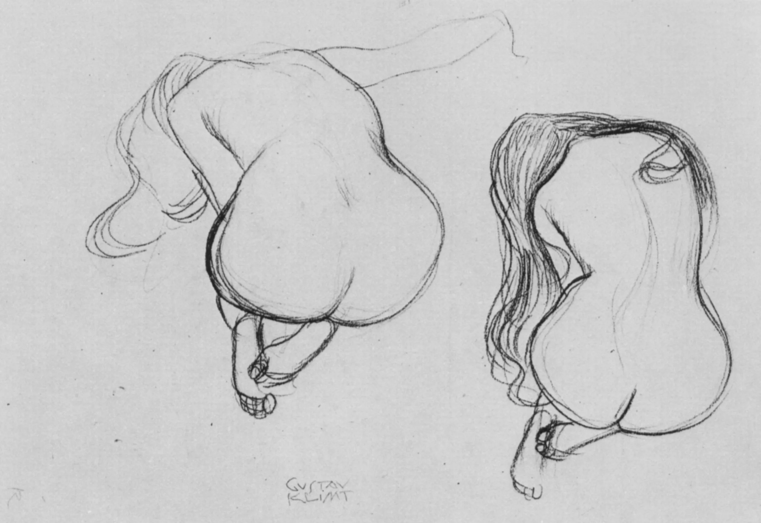 19o2 Gustav Klimt / Two Studies of Sitting Nudes .
