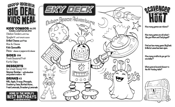 A standard kids menu
