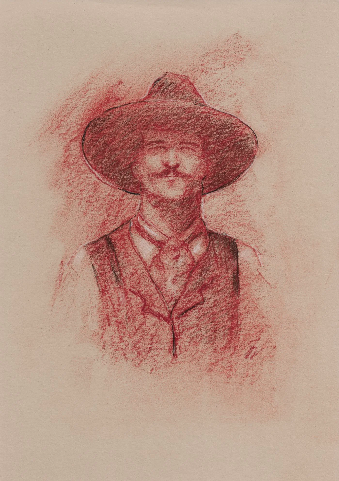 Doc Holiday conte pencil on toned paper 21x29.7cm