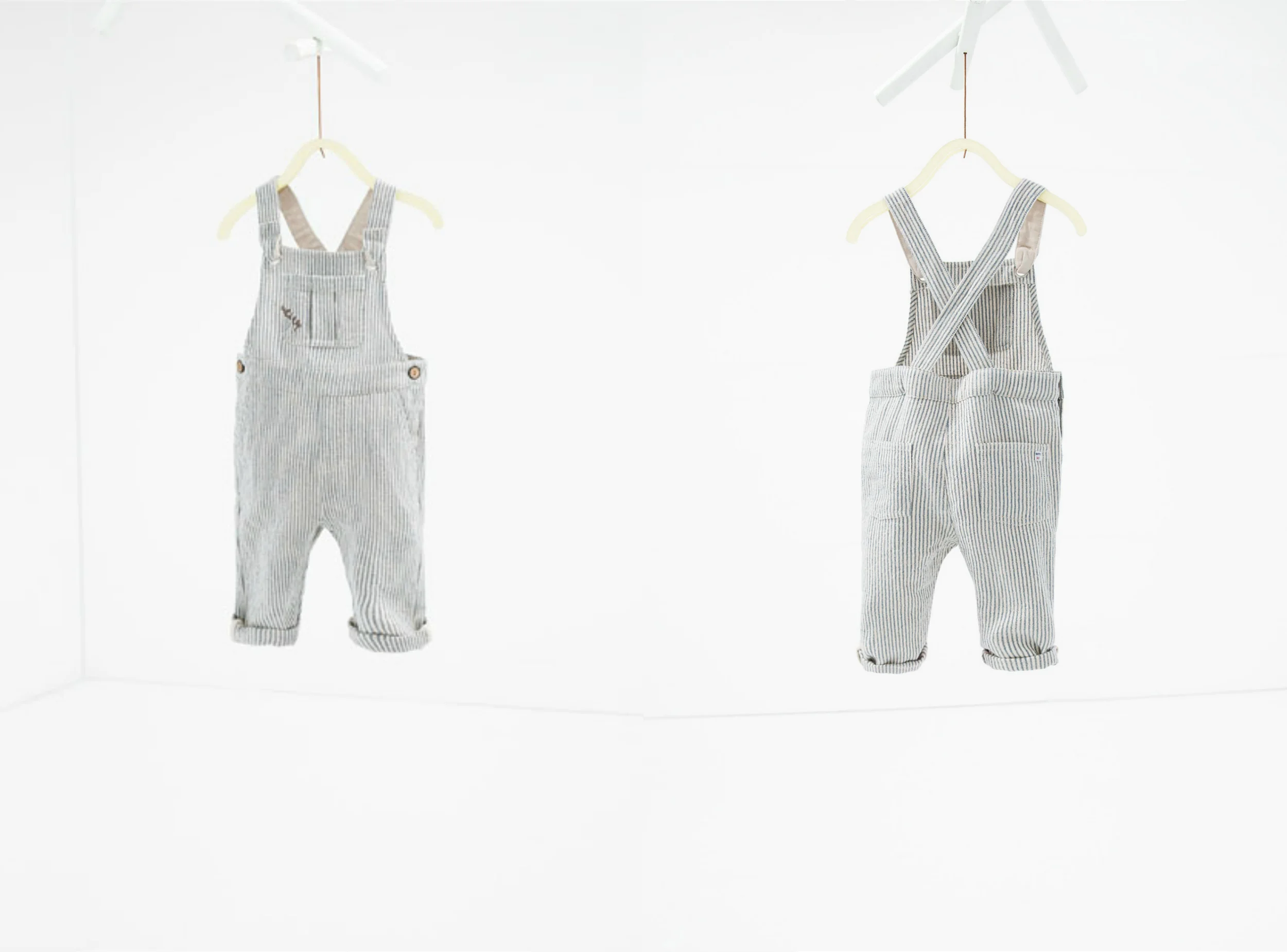 Striped Linen Dungarees - 2-3 years (boys)