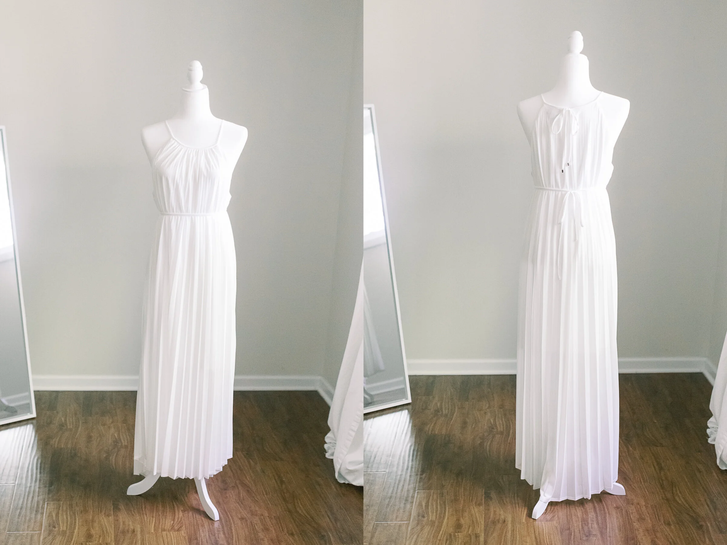 White Pleated Maxi Dress - XL