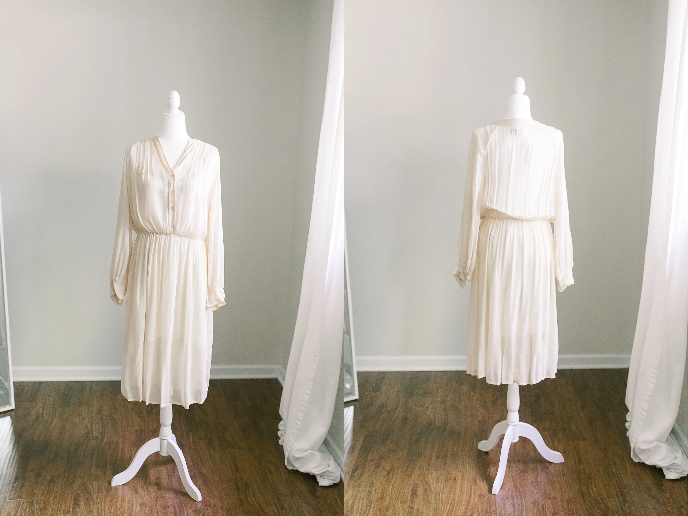 Nude Dress with Sheer Sleeves - Size 14