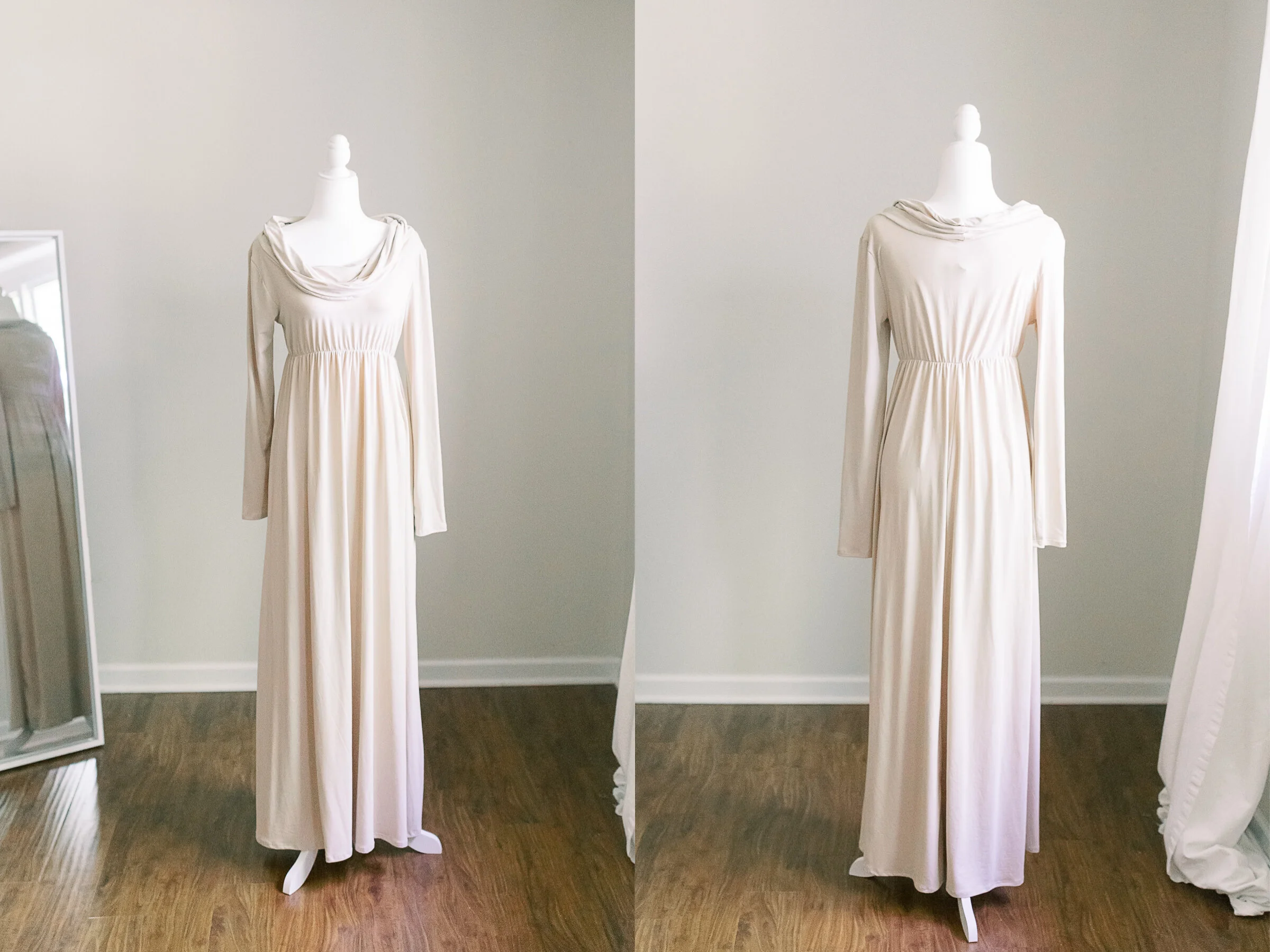 Long Sleeved Nude Dress - Sizes M & L