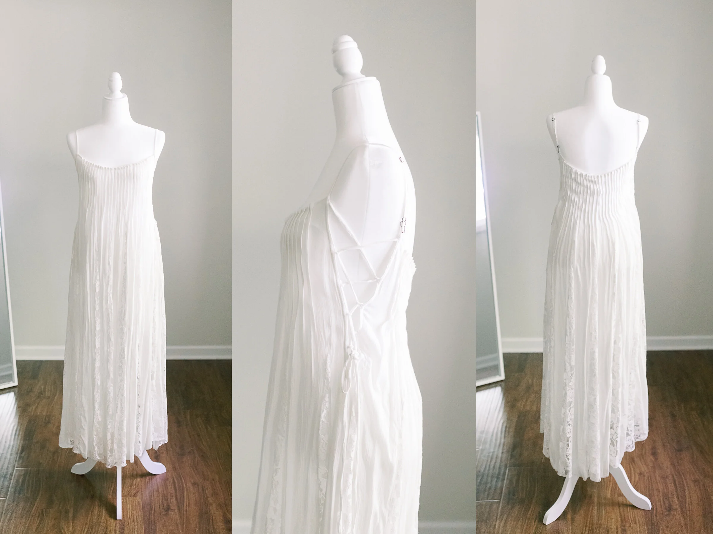 White Free People Dress with Lace Inserts - Size M