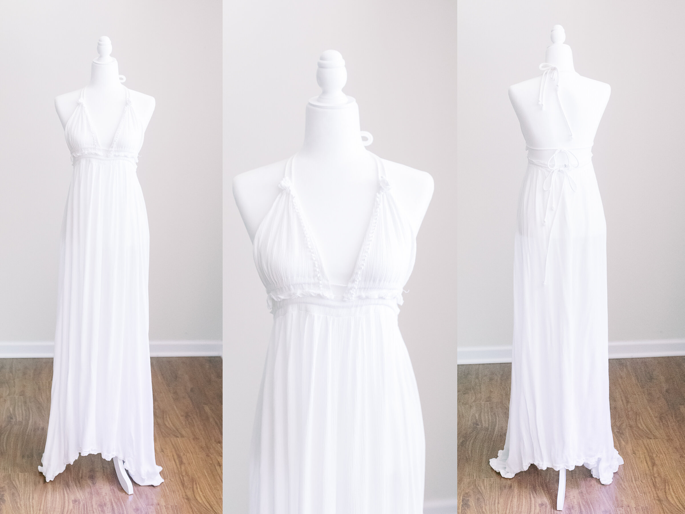 White Triangle Top Tie Dress - Size S
