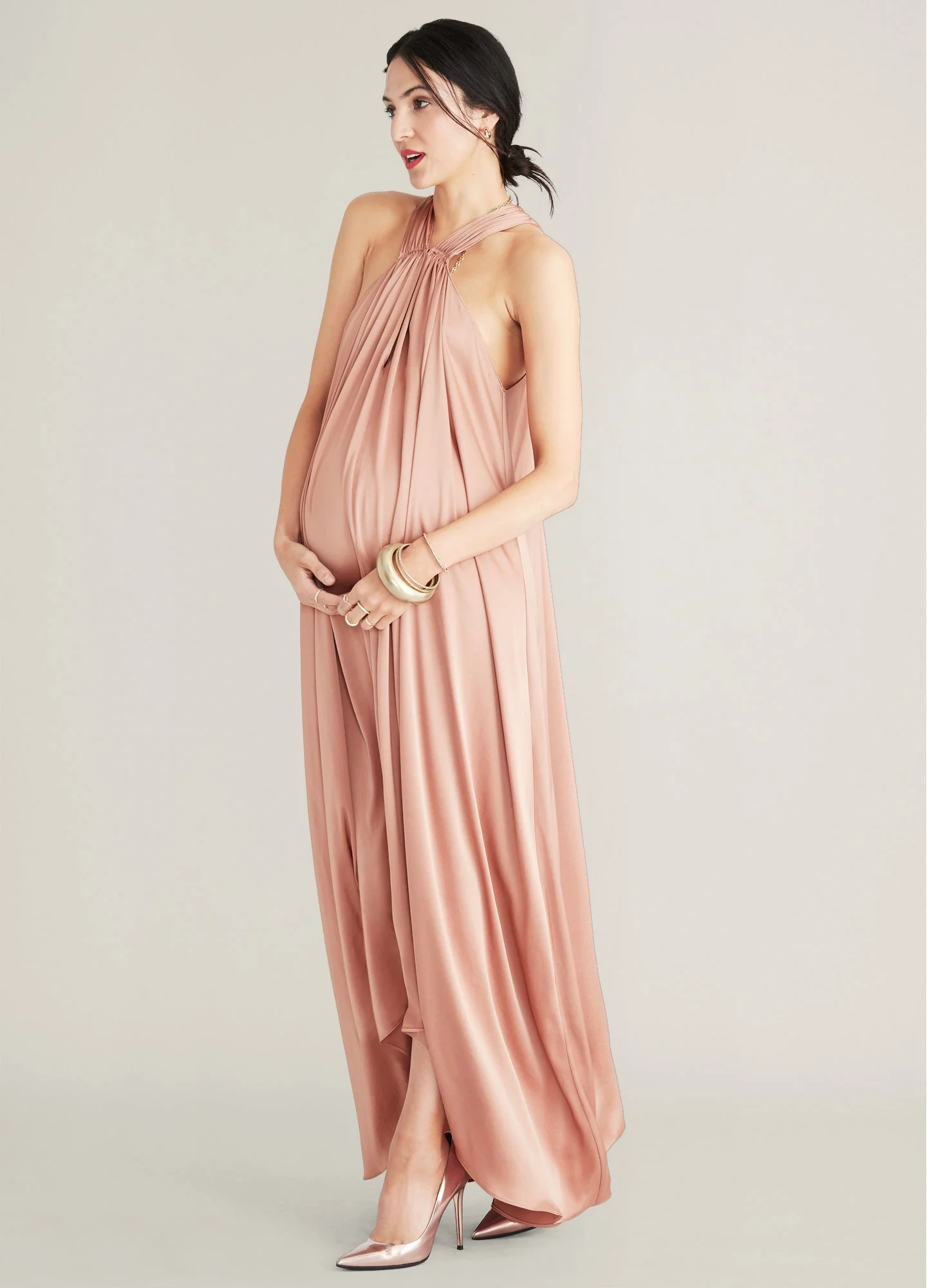 Pale Pink Silk Maxi Dress - One Size