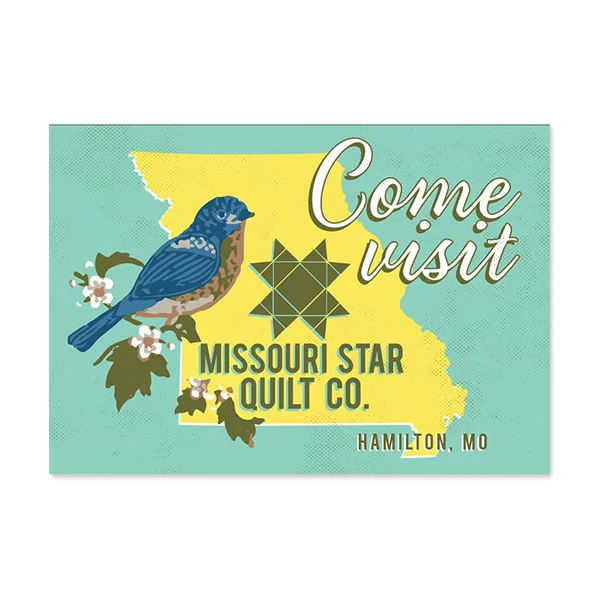 Postcard A series of travel post cards designed for Missouri Star Quilt Co. to have in their main shop for customers traveling to this destination.