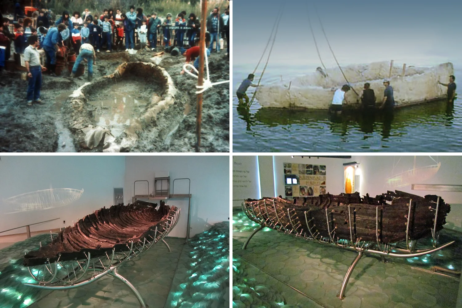 Discovery, recovery, and reconstruction of the Sea of Galilee boat on display at the Yigal Alon Museum in Kibbutz Ginosar, Israel.