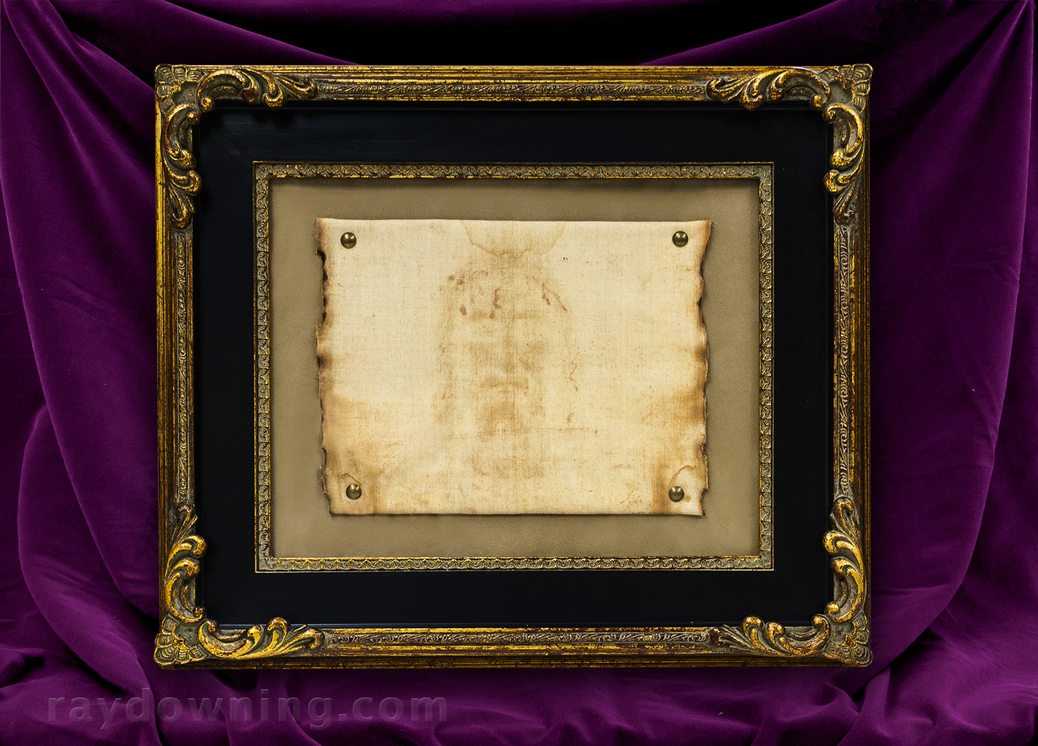 Shroud of Turin framed black and gold