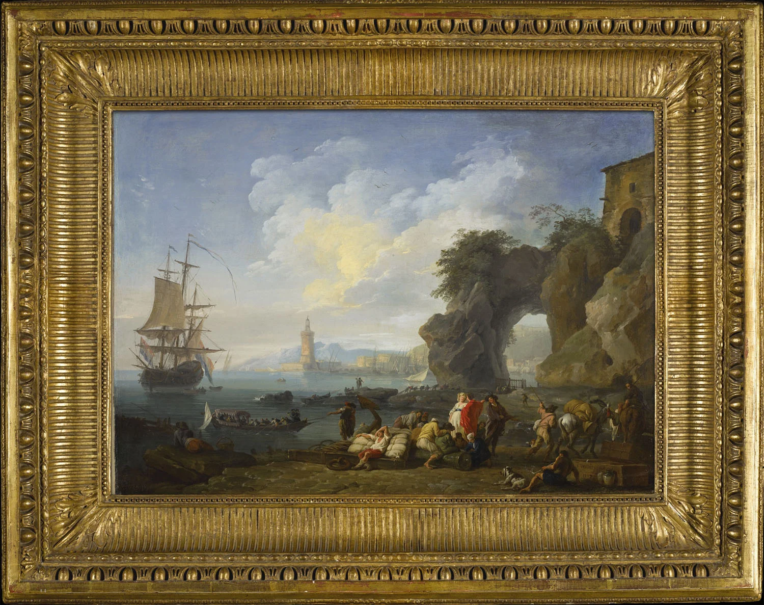 Claude-Joseph Vernet (French, Avignon 1714 -1789 Paris). A Coastal View Near Posillipo, Naples, 1742. Oil on canvas.
