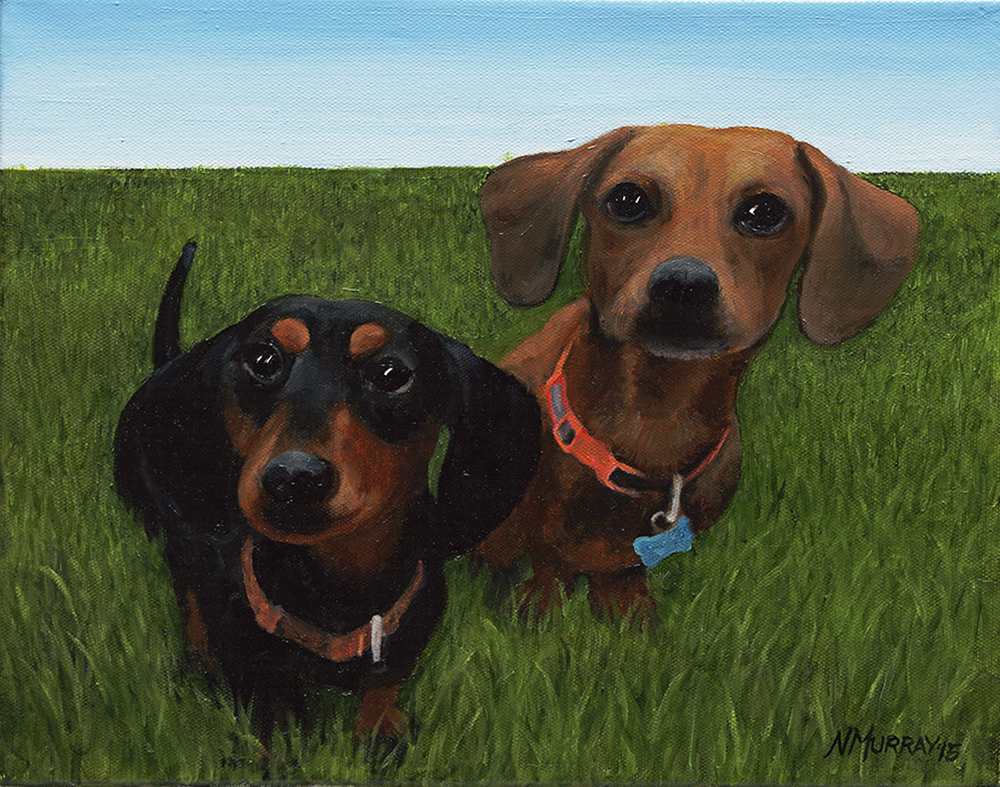 The Two Doxies, 11 x 14 oil