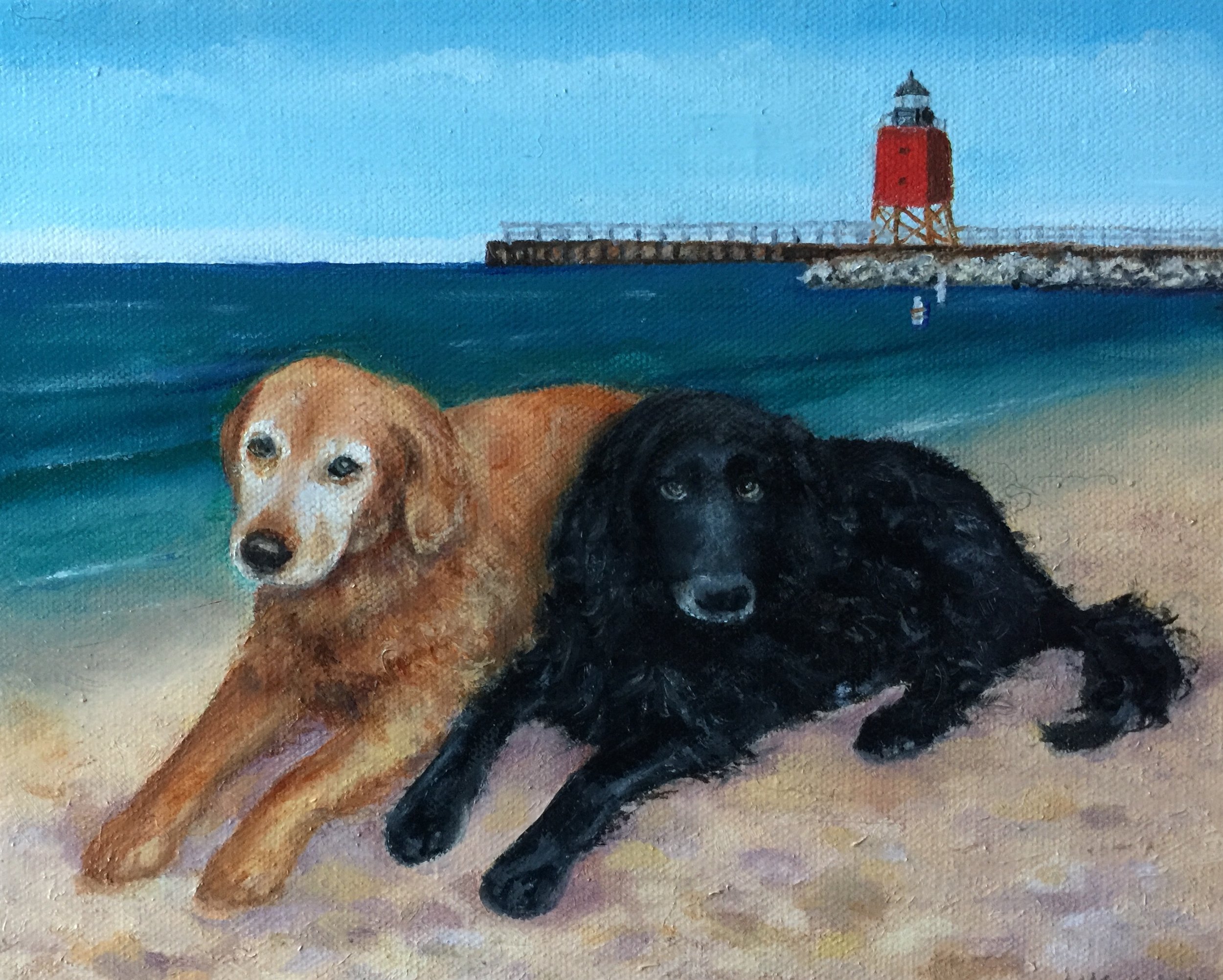 Boomer and Tucker at the Beach