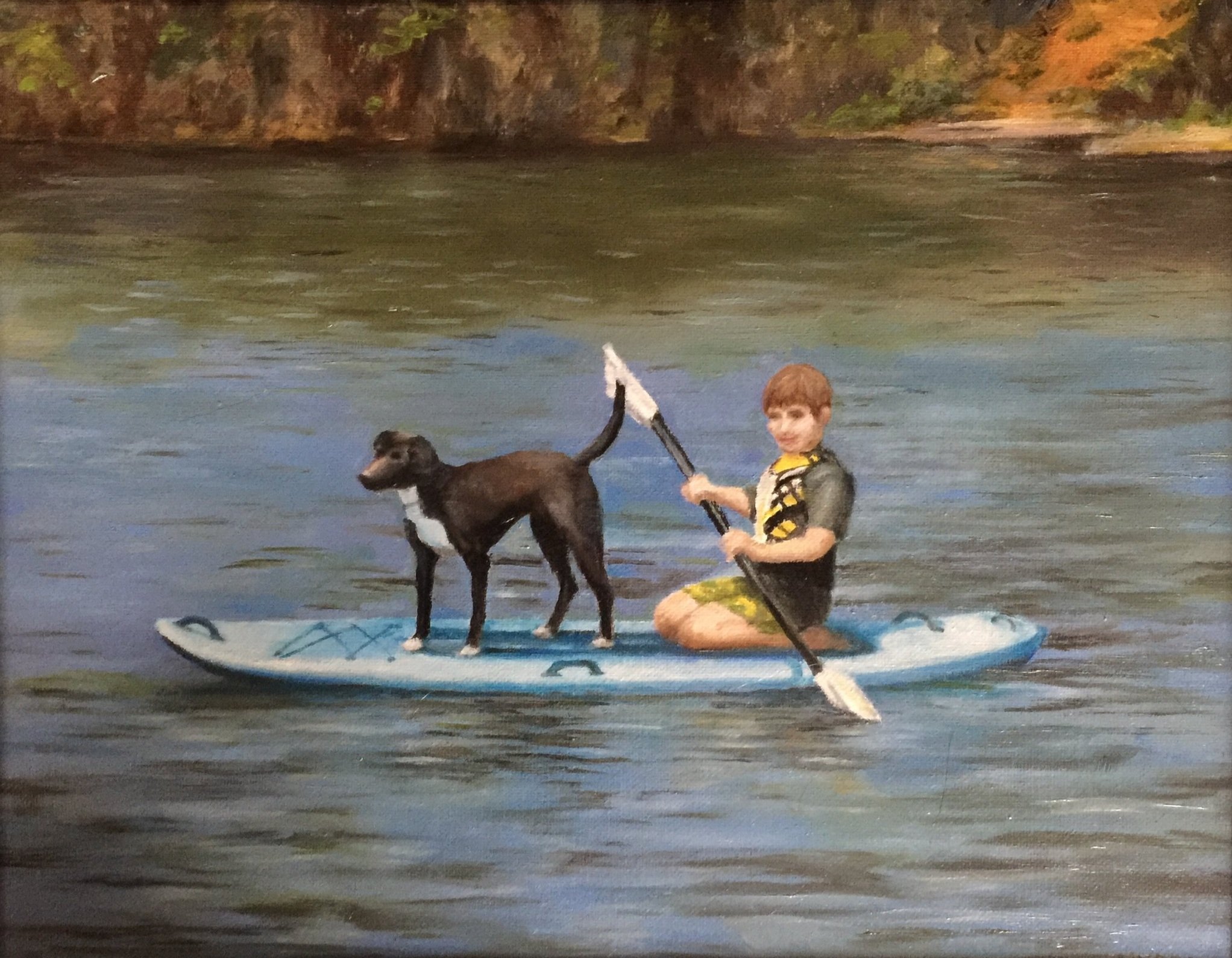 Paddleboard Dog and Boy