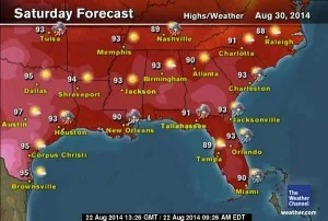 Weather Map of Southeastern US