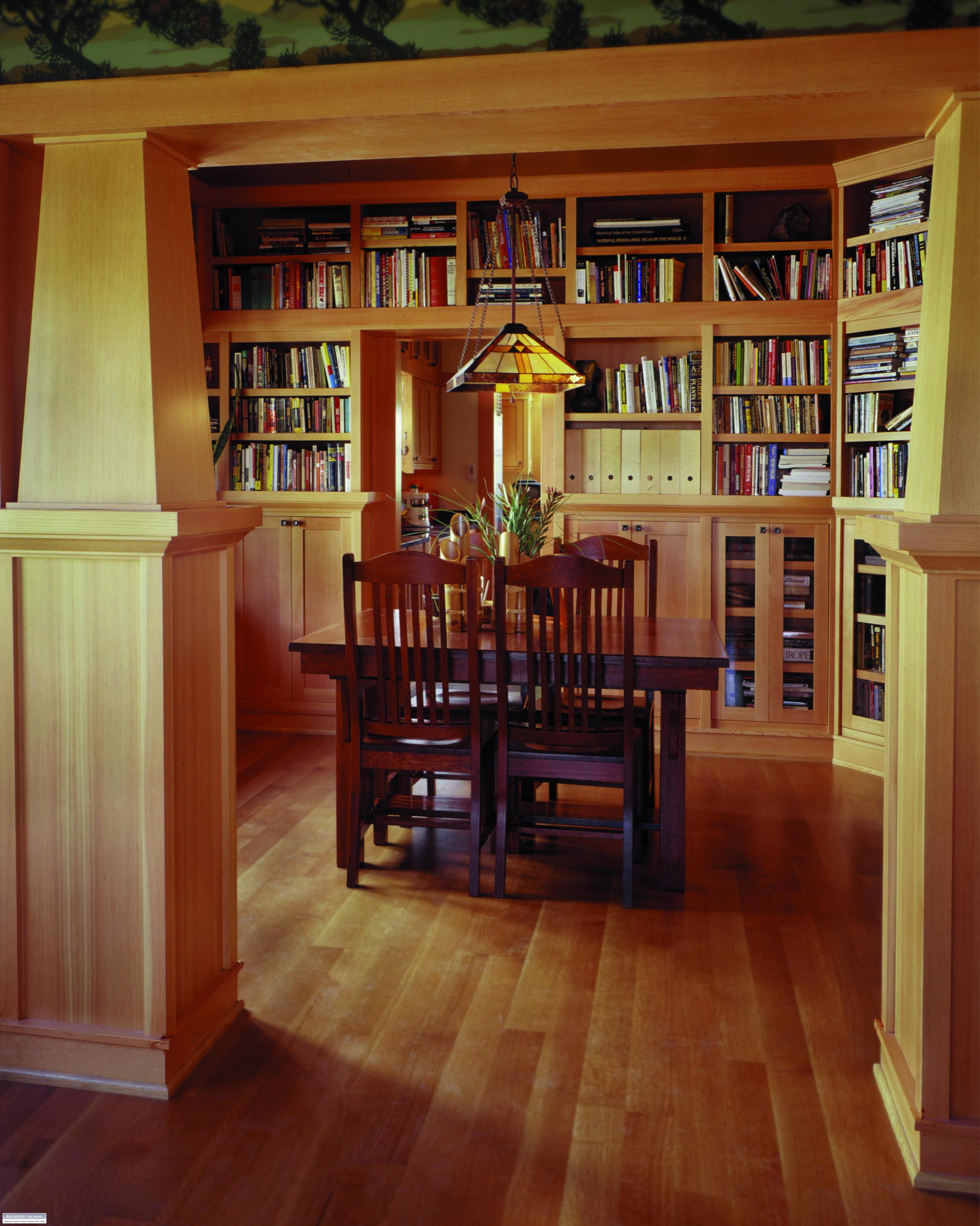 Ballard Craftsman library and dining room