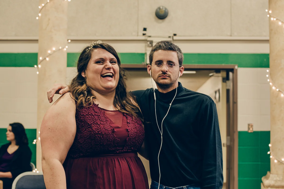 Molly, pictured here with our friend Jake, who went dressed (and expressioned) as Steve Jobs...