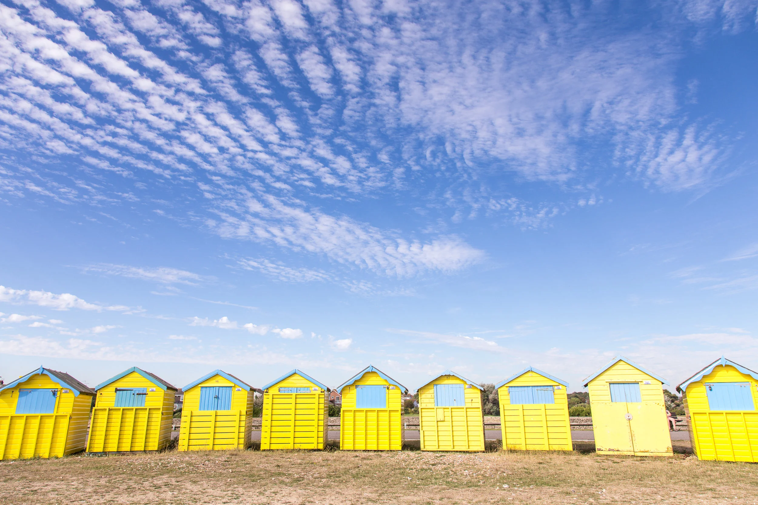Beach huts and sand dunes at Littlehampton, West Sussex — Beautiful