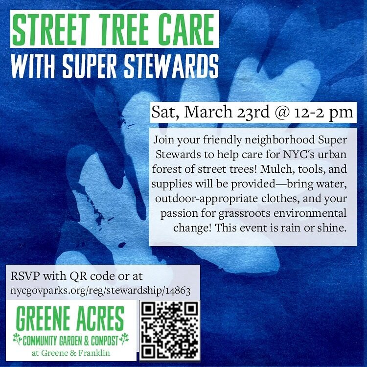 Join your friendly neighborhood Super Stewards to help care for NYC&rsquo;s urban forest of street trees! Mulch, tools, and supplies will be provided&mdash;bring water, outdoor-appropriate clothes, and your passion for grassroots environmental change