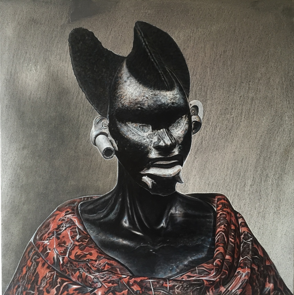 KAJAHL BENES Kajahl Benes is an American artist best known for his oil paintings. In 2008 he received a BFA from San Francisco State University and an MFA from Hunter College in New York City. Re-appropriating African tribal costumes, anc