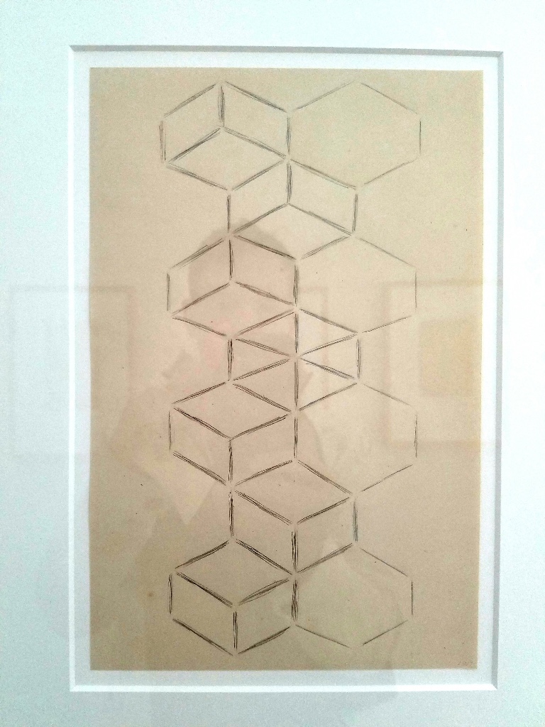 Lynne Woods at Gallery Joe Combining vintage papers with broken geometries is a shared love of mine.