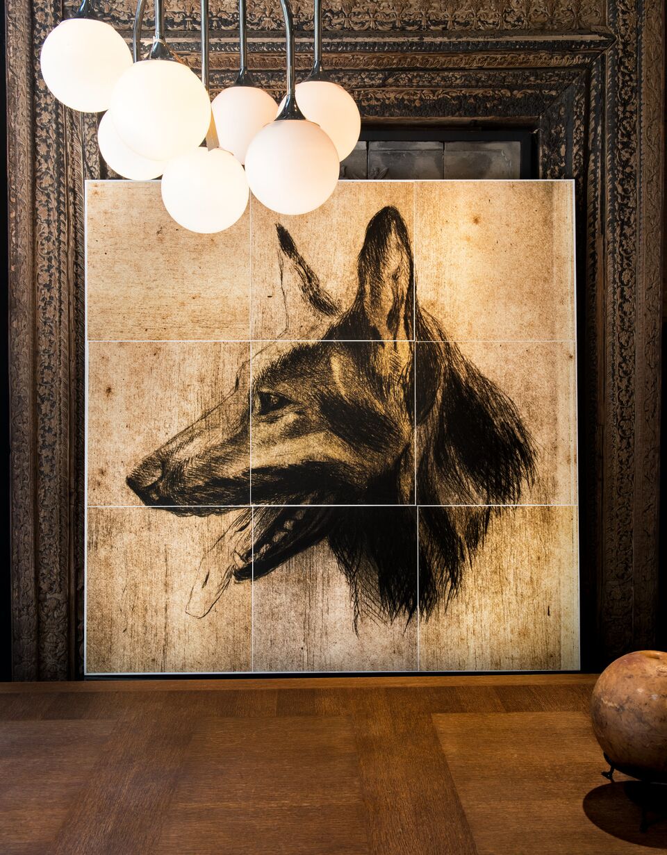Atlas , Mixed media on canvas, 60 x 60 inches