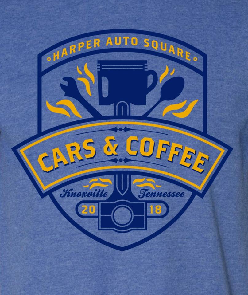 Harper Auto Square's Cars & Coffee 2018 T-Shirt by Label Industries (Blue) 