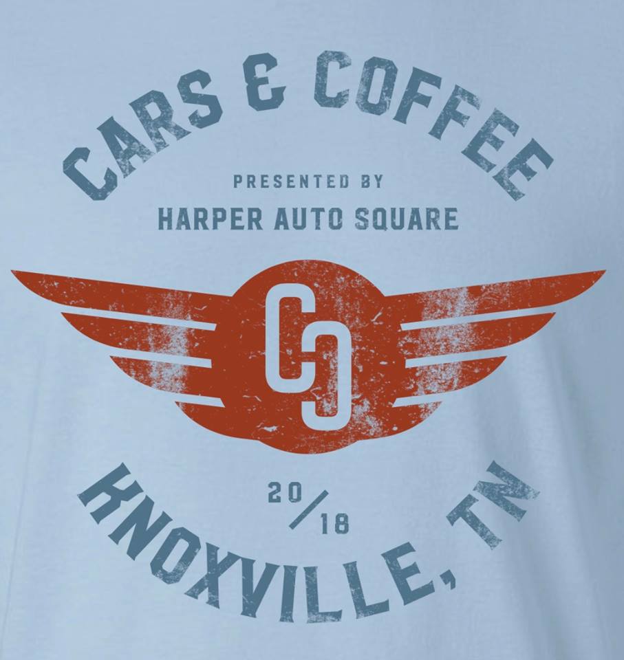 Harper Auto Square's Cars & Coffee 2018 T-Shirt by Label Industries (Light Blue)
