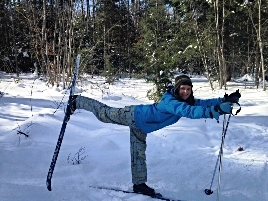 Holly working her warrior 3 ski