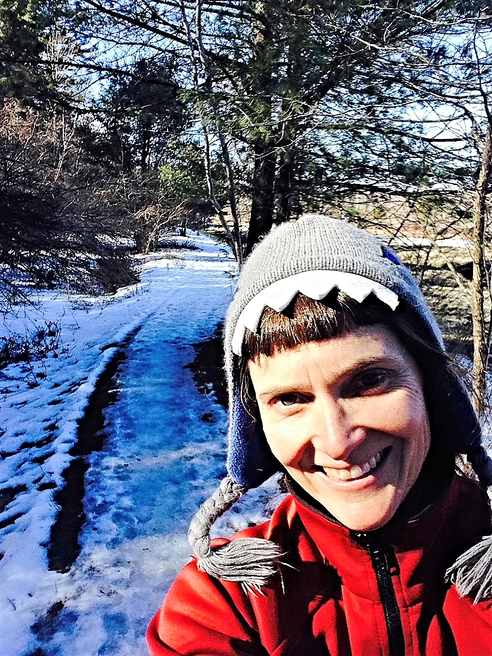  Holly checking out the trail on a beautiful winter day 