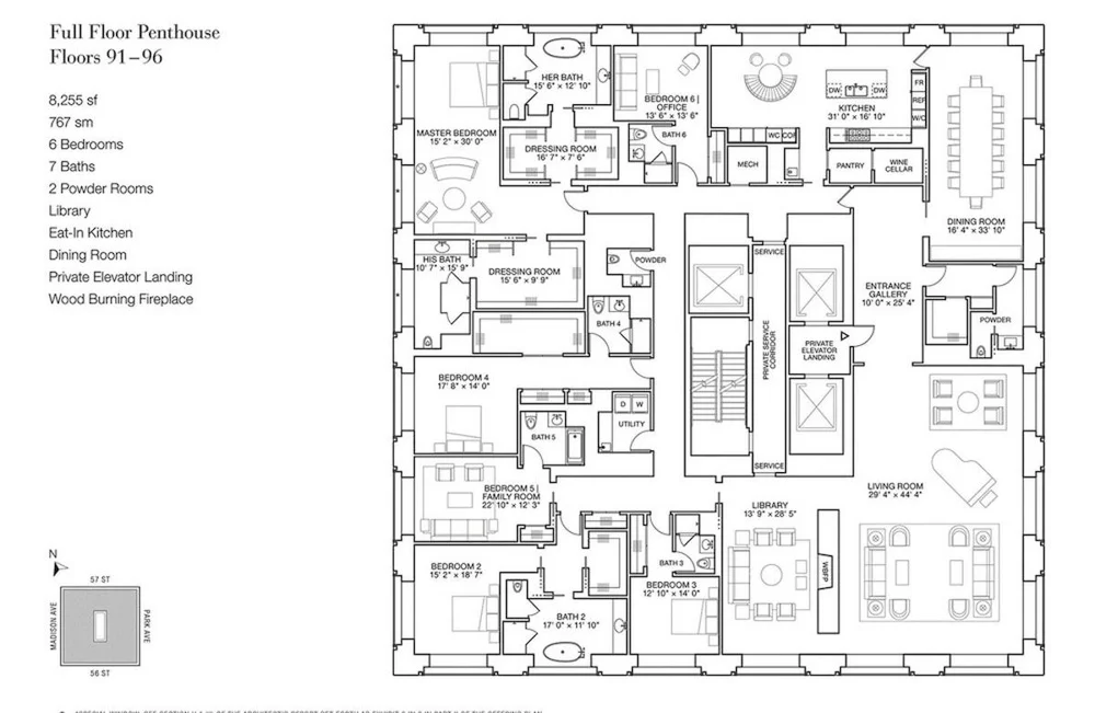 Planta de una vivienda de 767 metros cuadrados