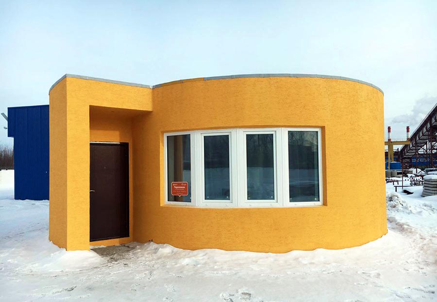 Vivienda de Apis cor construida mediante impresión 3D en Rusia.