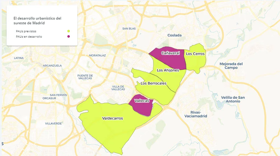 PAUS del sureste, donde se concentrará la mayor parte de futura vivienda de obra nueva en Madrid (Idealista).