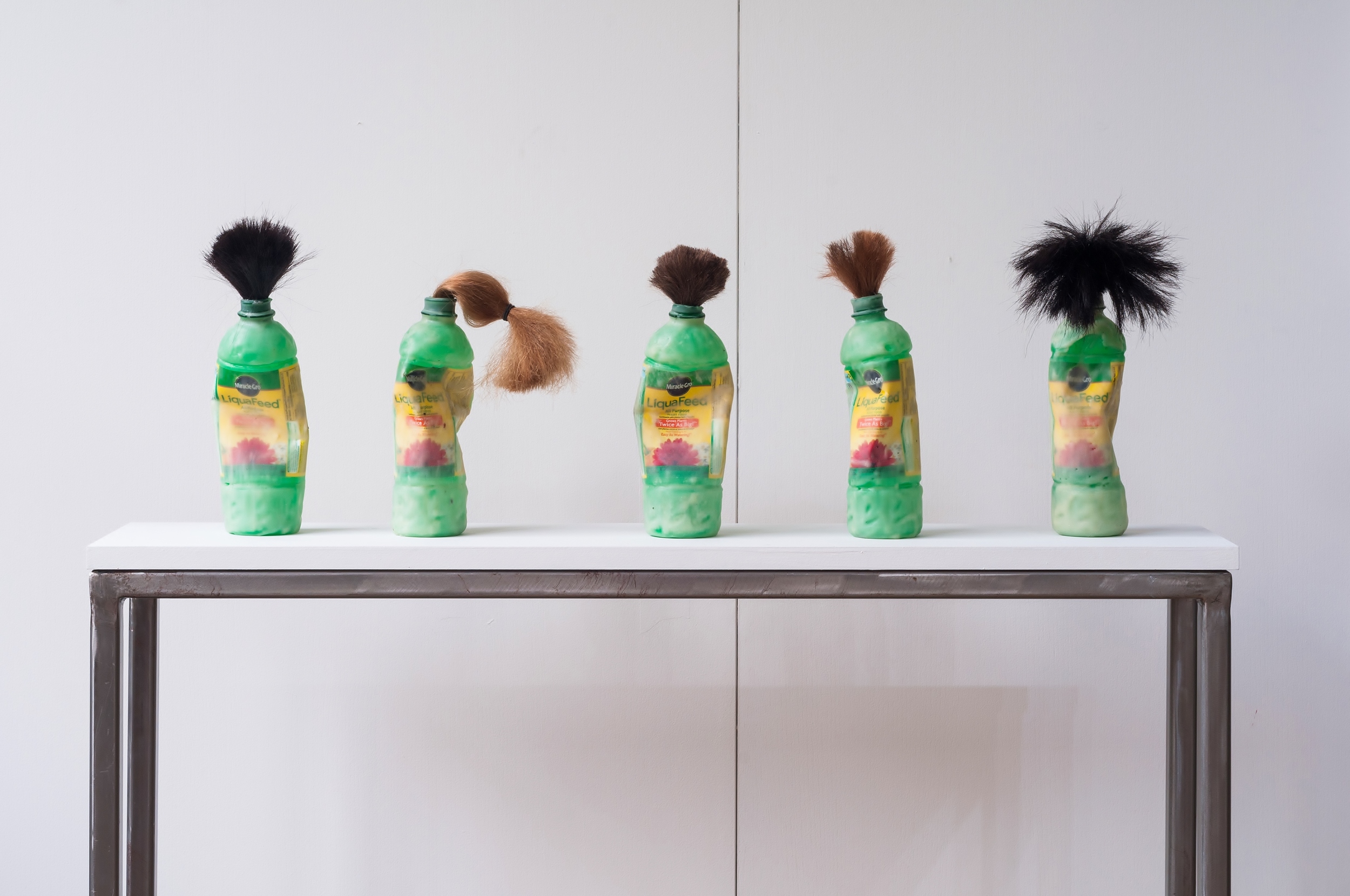 "It's a Miracle! Starter Kit 1. 2. 3. 4. 5." Miracle grow, synthetic hair, beeswax, damar resin 11" x 6" x 6"