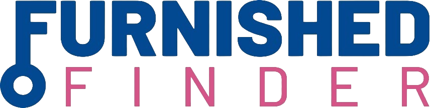Text saying 'FURNISHED' in large blue and pink letters.