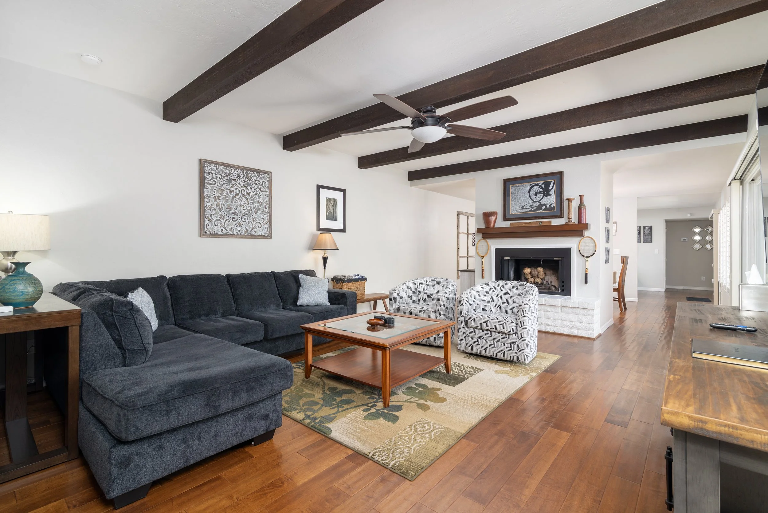 interior photographer for airbnb fireplace