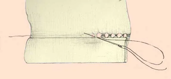 Pin stitching makes a row of tiny holes above the hem. It is often seen on fine linens