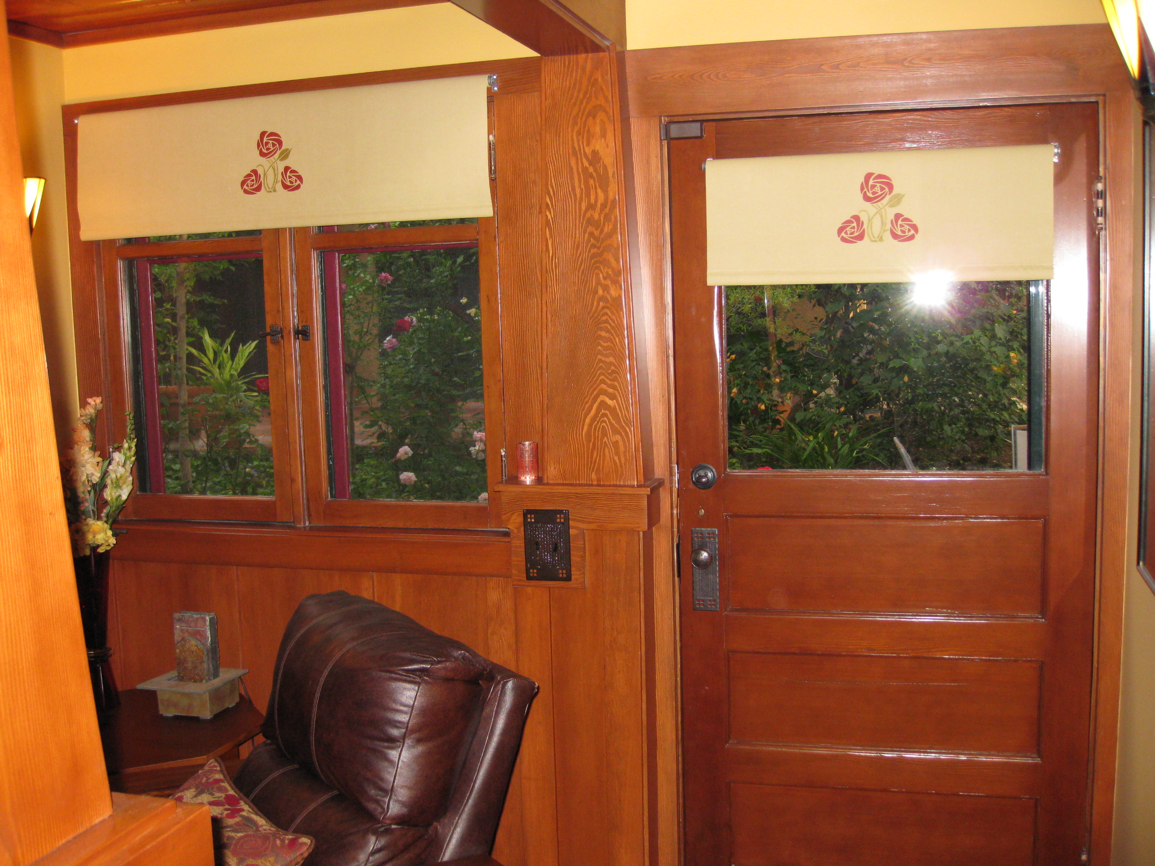 Roller Shades with Rose Medallion