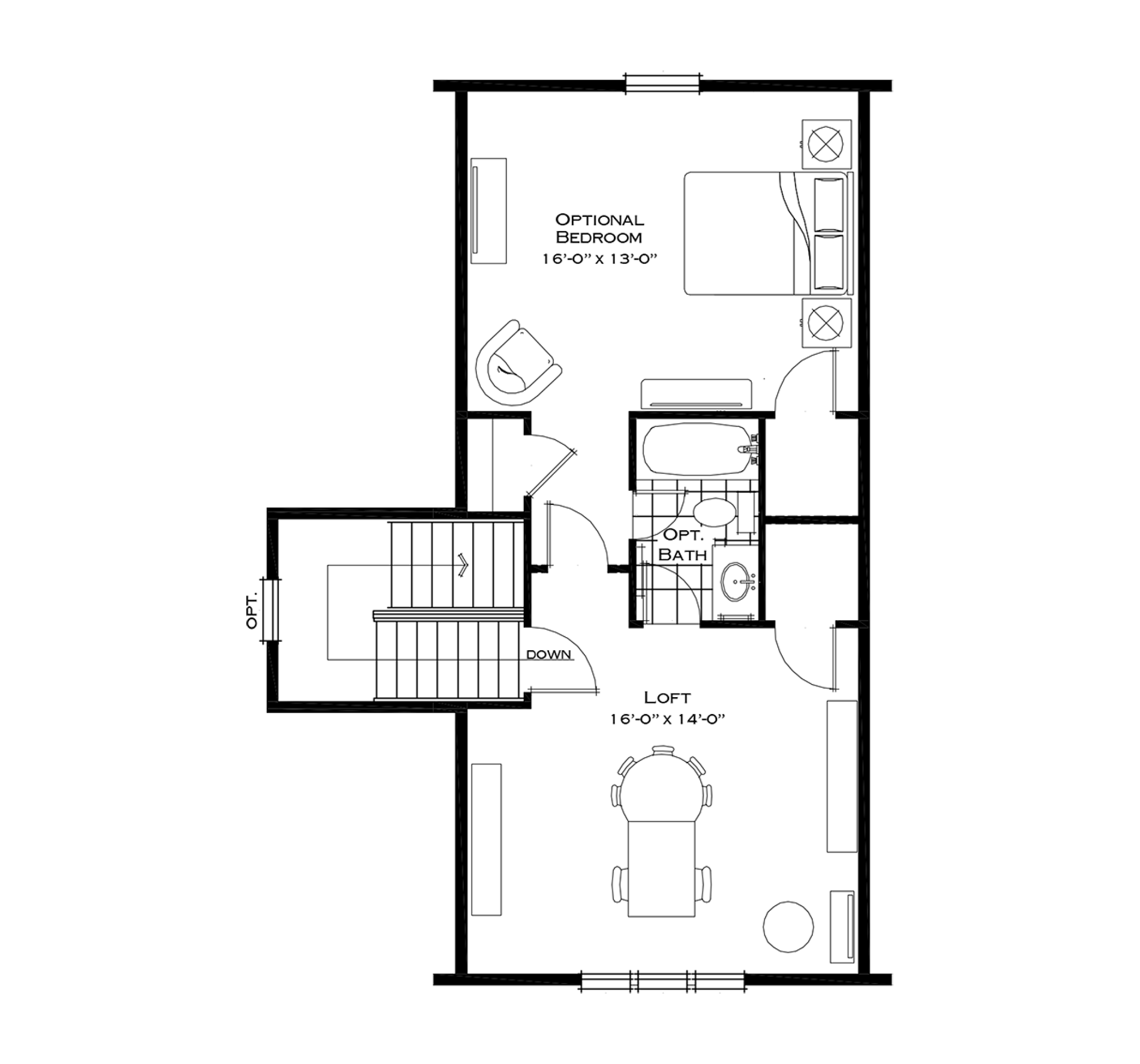 Optional Finished Loft with Front Gable