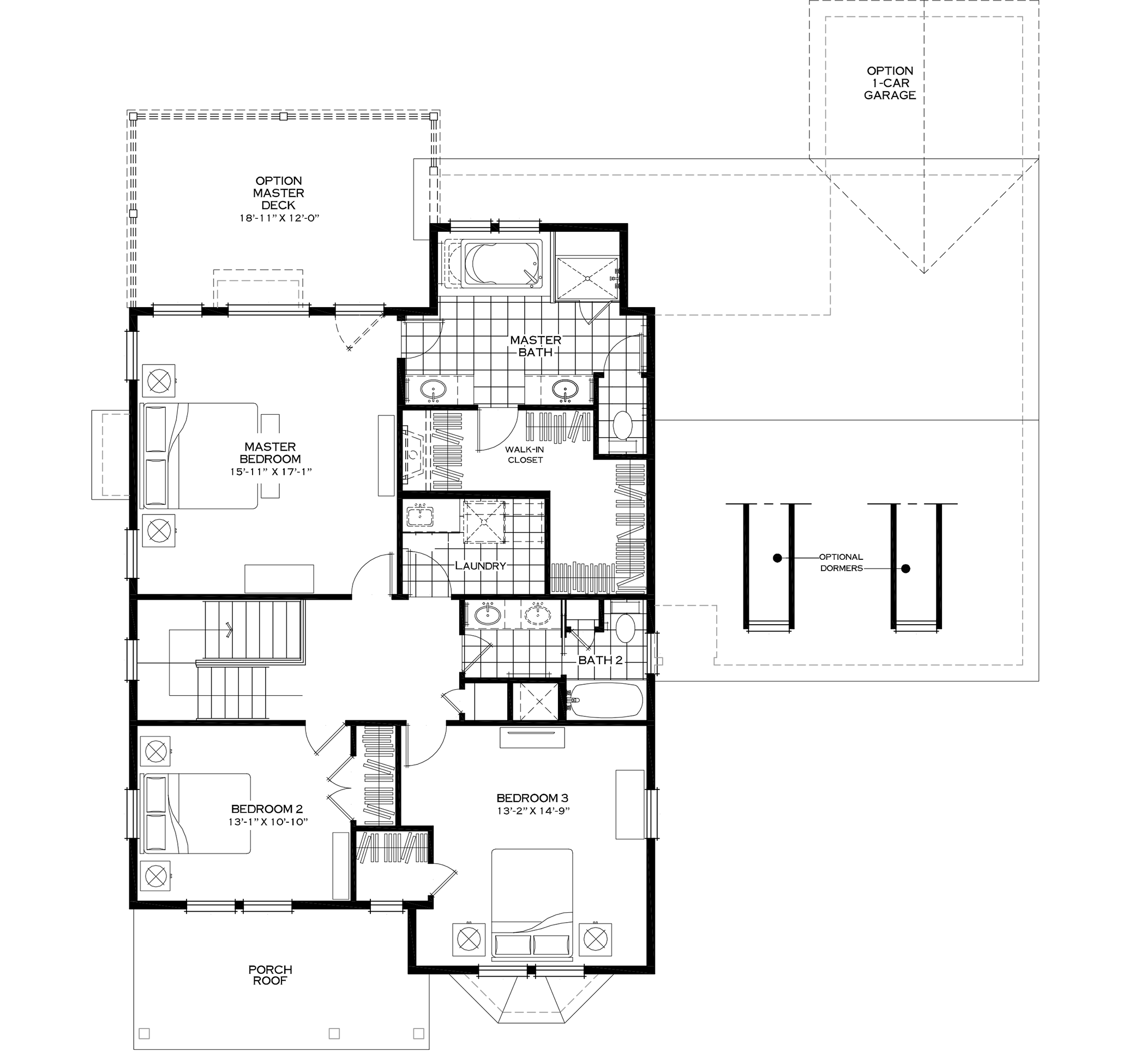 Second Floor with Optional Extended Master Bath