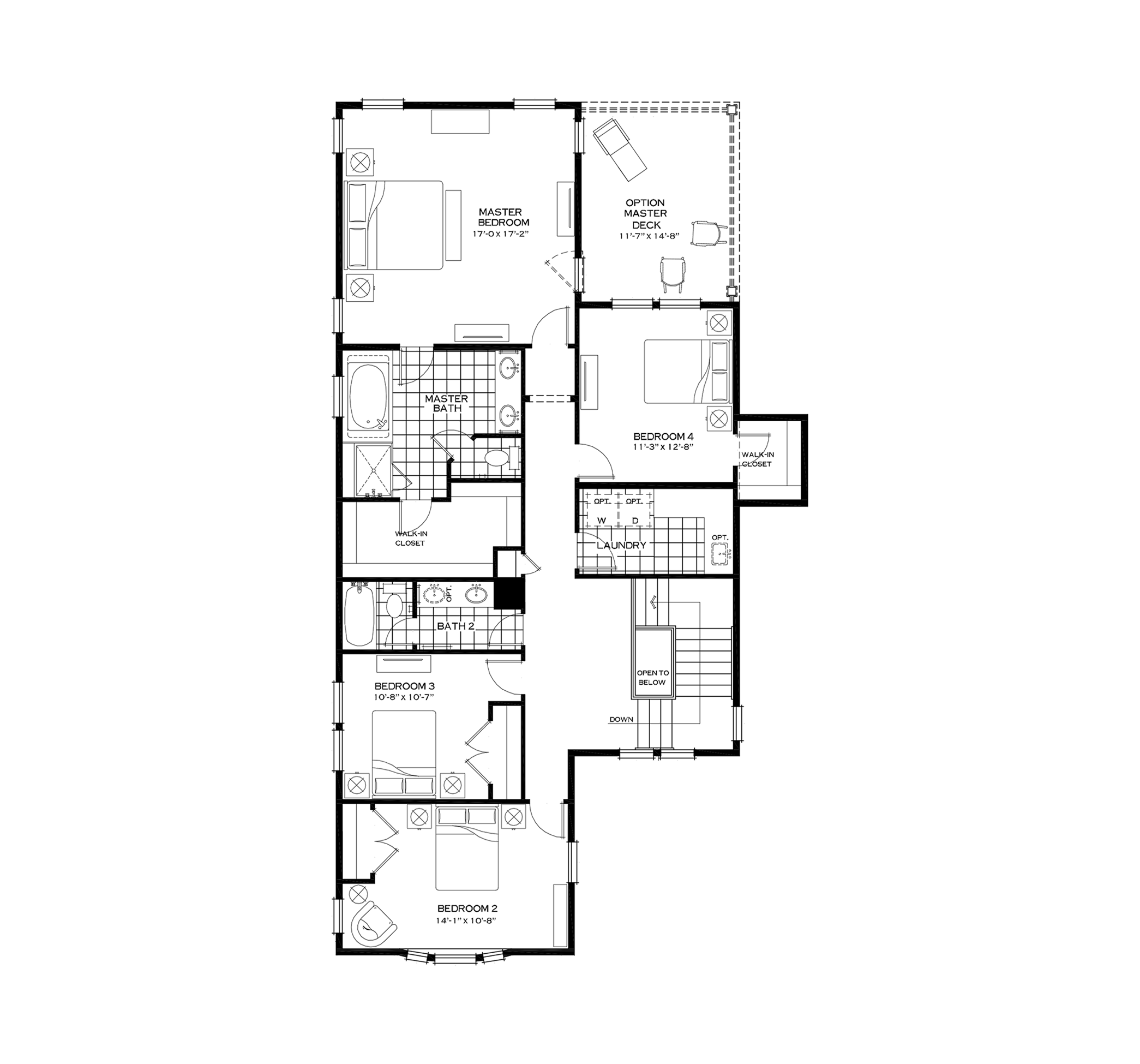 Second Floor with Fourth Bedroom Option