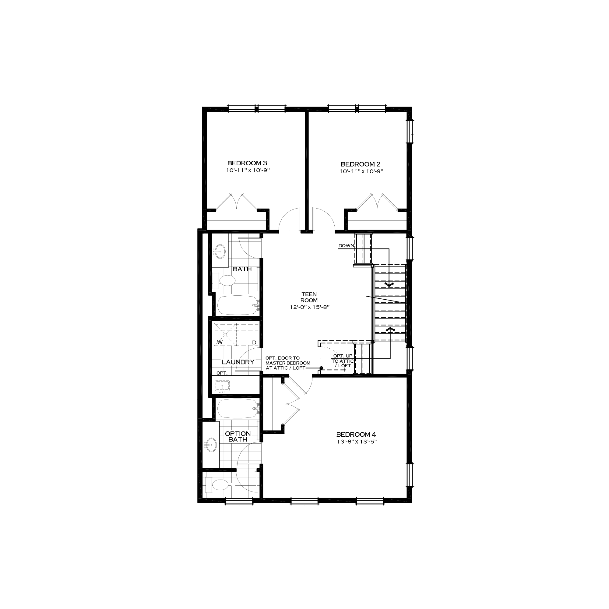 Optional Third Floor with Three Bedrooms