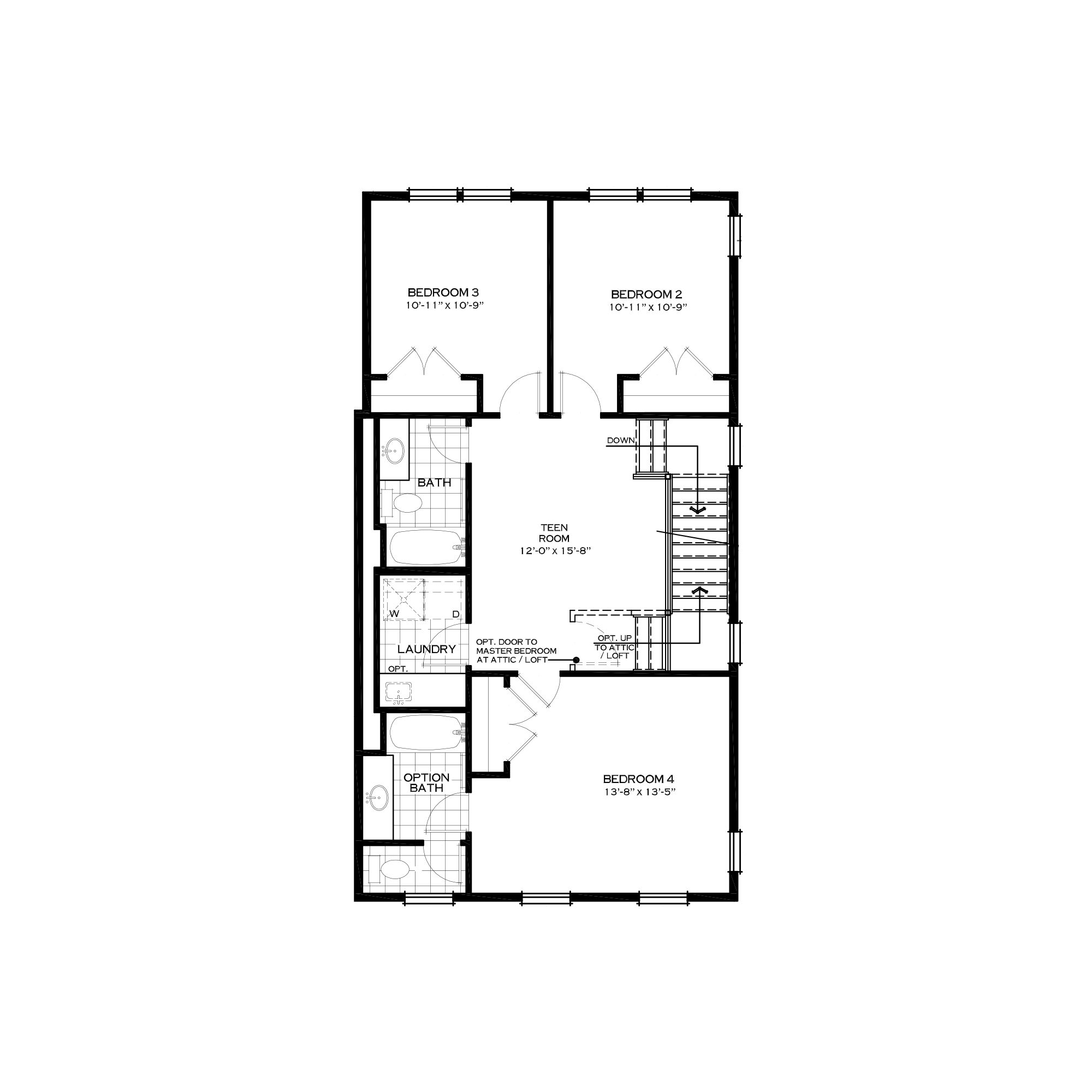 Optional Third Floor with Three Bedrooms
