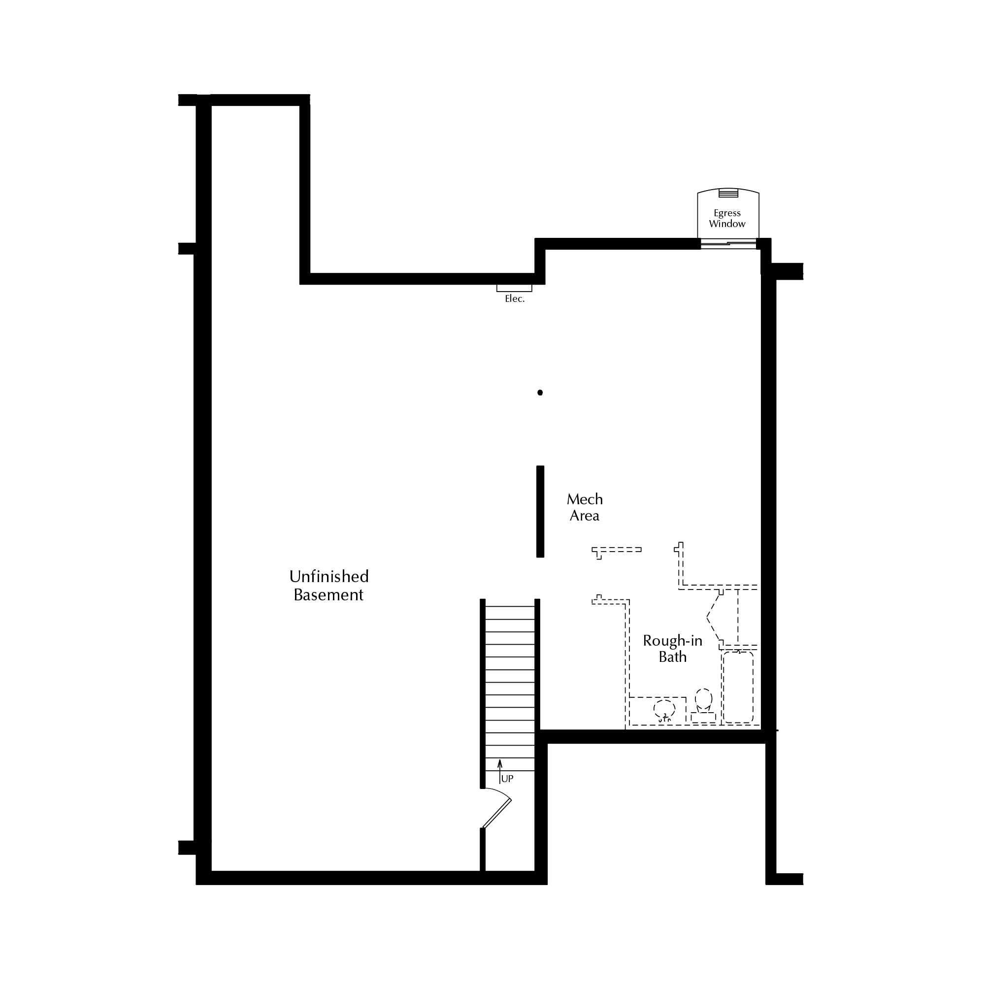 Standard Unfinished Basement with Attached Garage