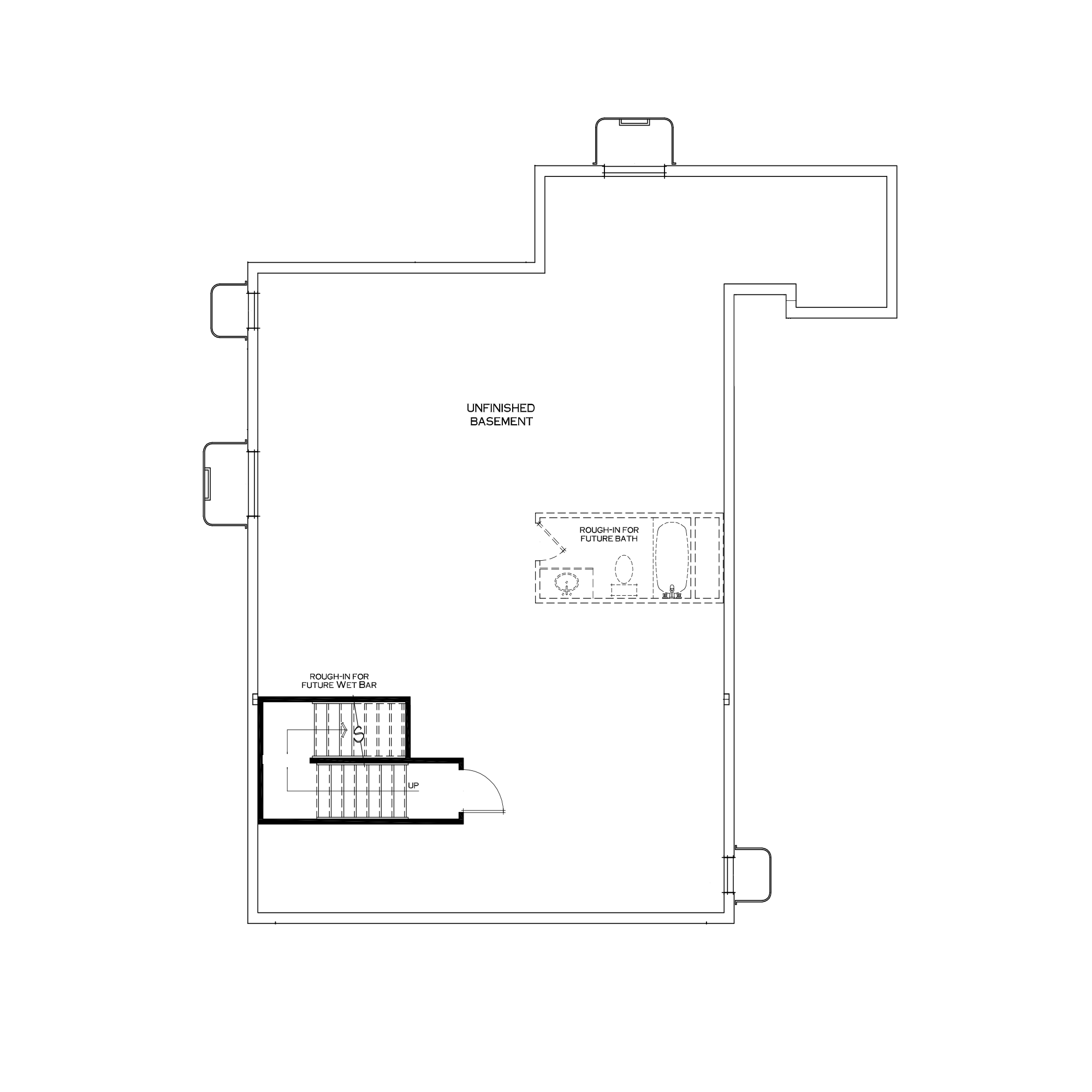 Standard Unfinished Basement with Small Mudroom Above