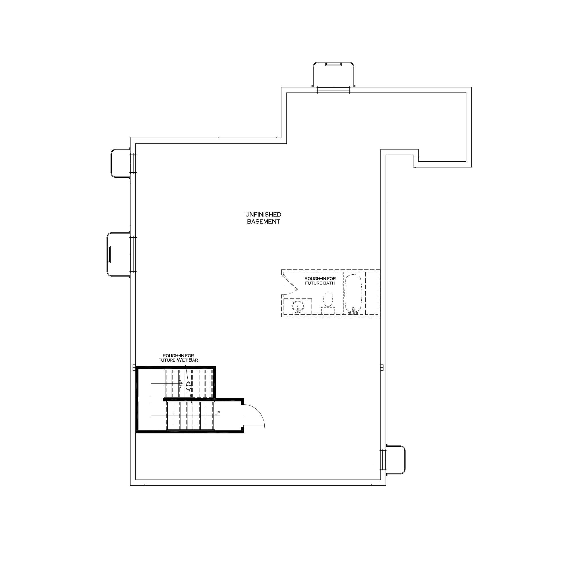 Standard Unfinished Basement with Small Mudroom Above