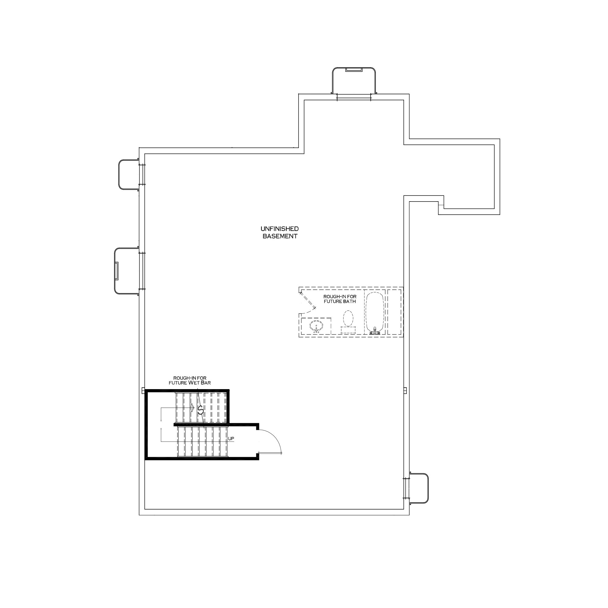Standard Unfinished Basement with Extended Mudroom Above