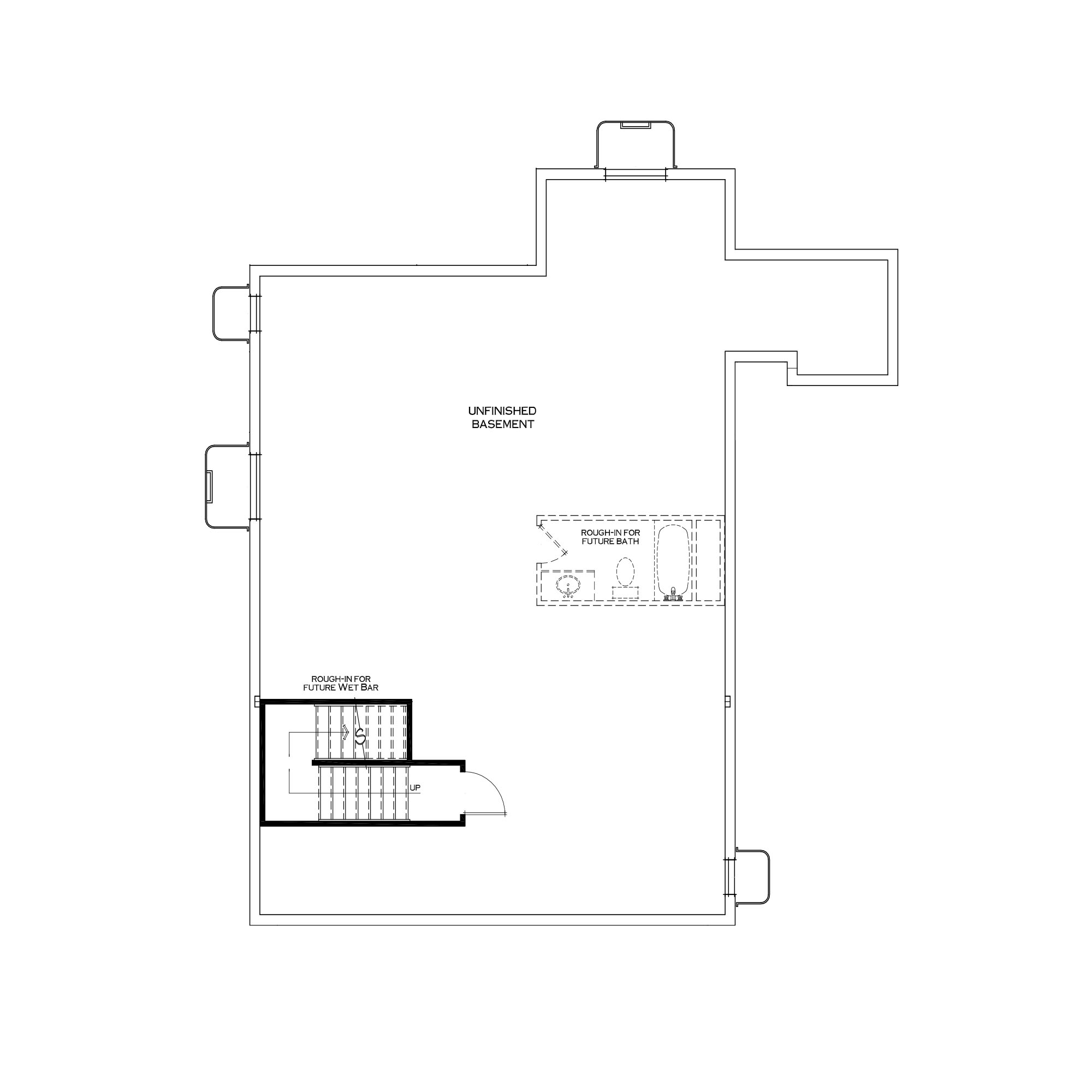 Standard Unfinished Basement with Extended Mudroom Above