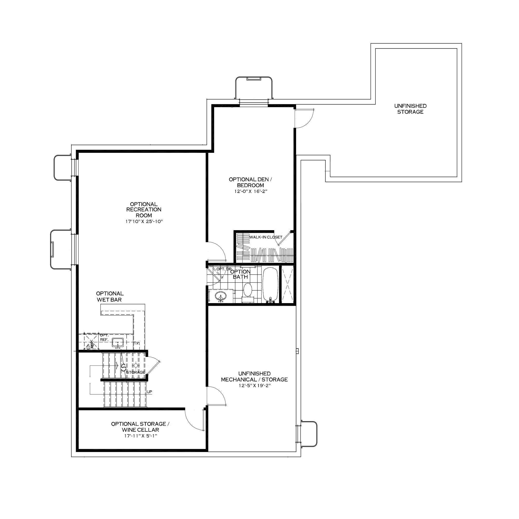 Optional Finished Basement with Rear Bedroom Above