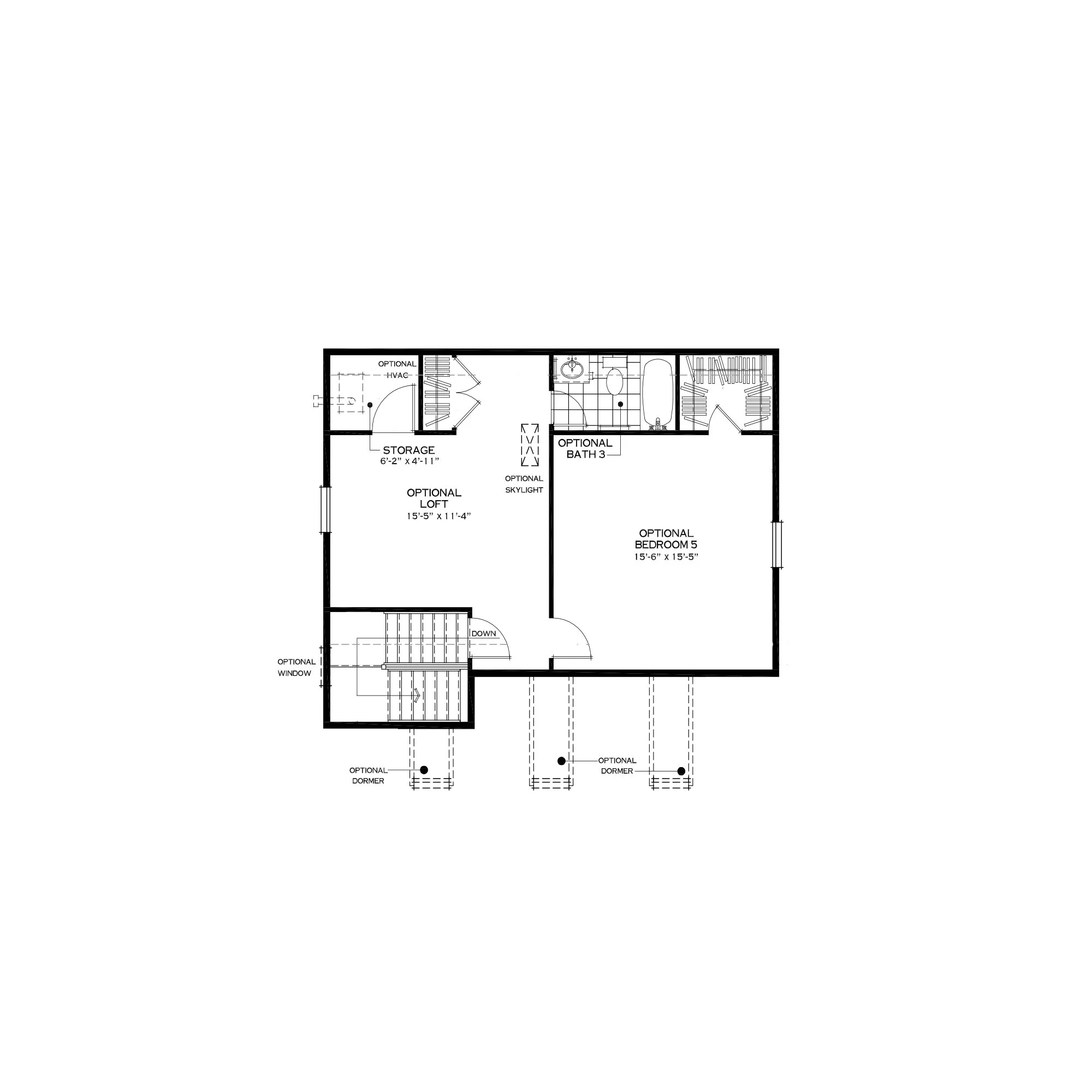 Optional Third Floor Loft with Bedroom Suite