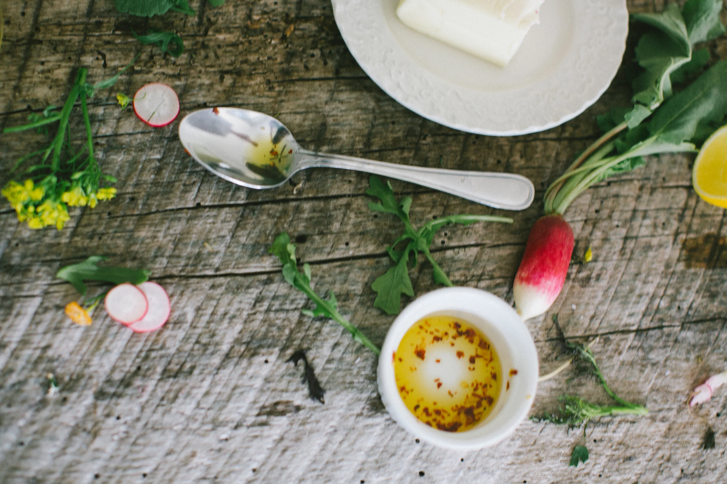 all photography Blue Caleel Chili Oil after it was used for our Crab Calamondin Avocado Salad